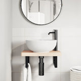 Vidaxl badkamer wandschap staal en massief beukenhout