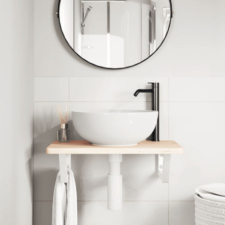 Vidaxl badkamer wandschap staal en massief eikenhout