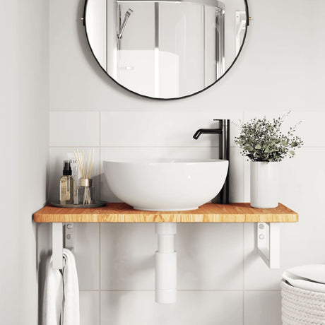 Vidaxl badkamer wandschap staal en massief eikenhout