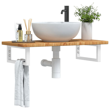 Vidaxl badkamer wandschap staal en massief eikenhout