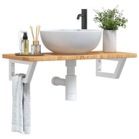 Vidaxl badkamer wandschap staal en massief eikenhout