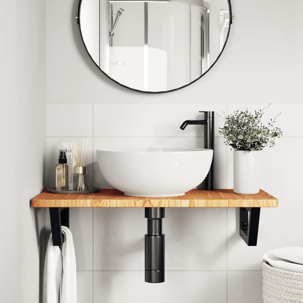 Vidaxl badkamer wandschap staal en massief eikenhout
