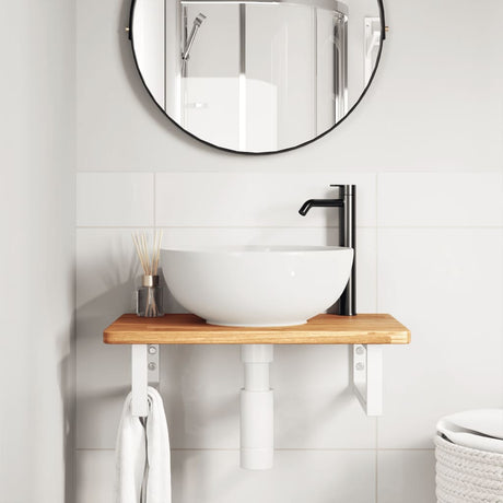 Vidaxl badkamer wandschap staal en massief eikenhout