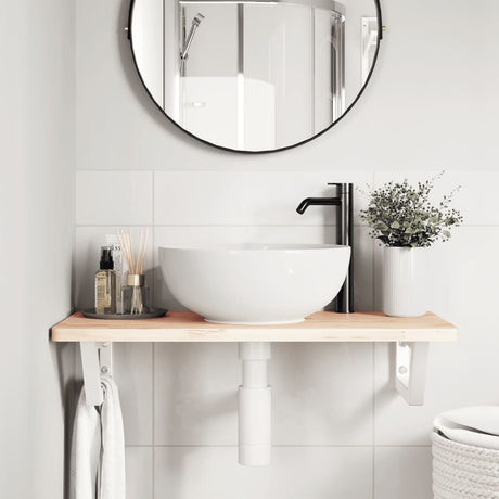 Vidaxl badkamer wandschap staal en massief beukenhout