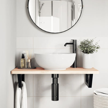 Vidaxl badkamer wandschap staal en massief beukenhout