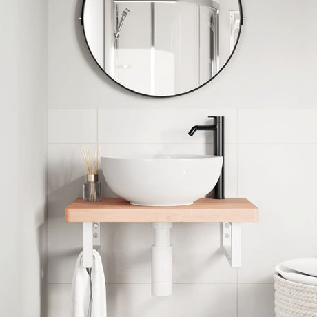 Vidaxl badkamer wandschap staal en massief beukenhout