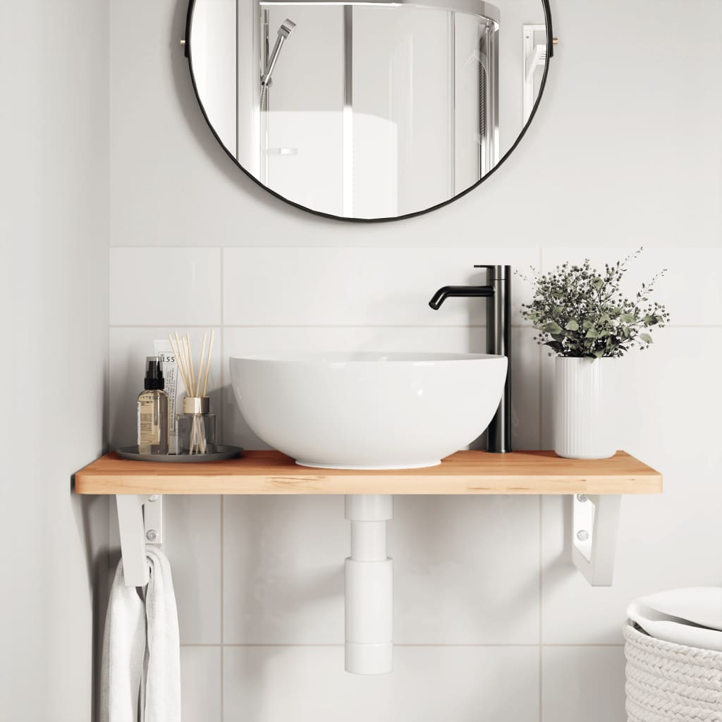 Vidaxl badkamer wandschap staal en massief beukenhout