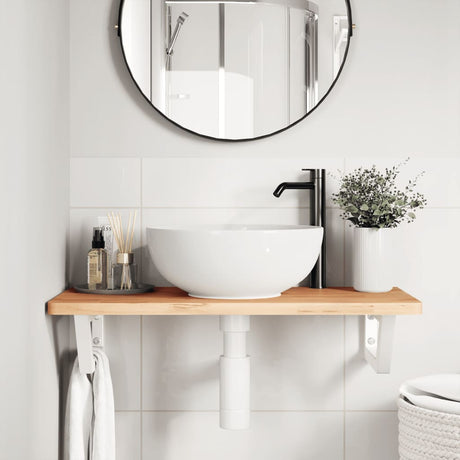 Vidaxl badkamer wandschap staal en massief beukenhout