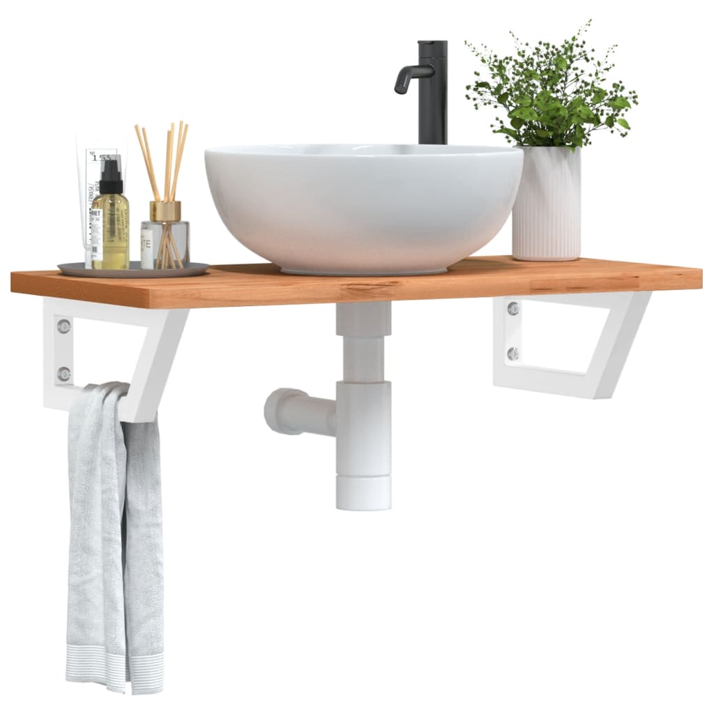 Vidaxl badkamer wandschap staal en massief beukenhout