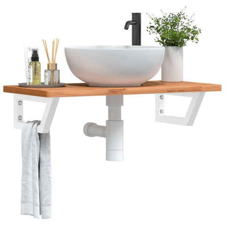 Vidaxl badkamer wandschap staal en massief beukenhout
