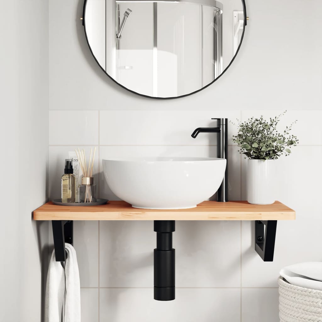 Vidaxl badkamer wandschap staal en massief beukenhout