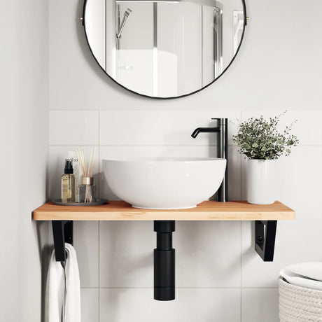 Vidaxl badkamer wandschap staal en massief beukenhout