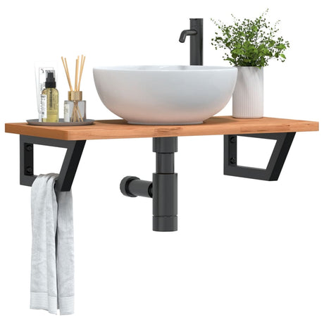 Vidaxl badkamer wandschap staal en massief beukenhout