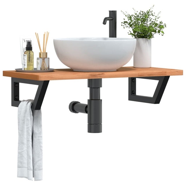 Vidaxl badkamer wandschap staal en massief beukenhout