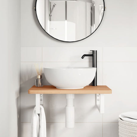 Vidaxl badkamer wandschap staal en massief beukenhout