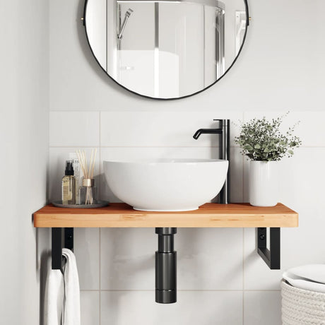 Vidaxl badkamer wandschap staal en massief beukenhout