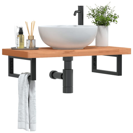 Vidaxl badkamer wandschap staal en massief beukenhout
