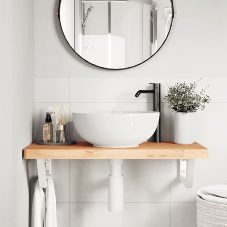 Vidaxl badkamer wandschap staal en massief beukenhout