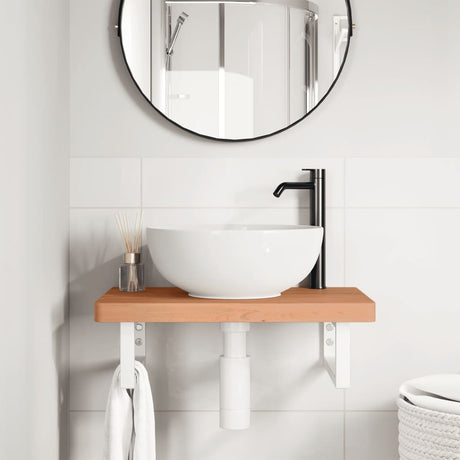 Vidaxl badkamer wandschap staal en massief beukenhout