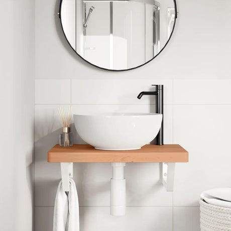 Vidaxl badkamer wandschap staal en massief beukenhout