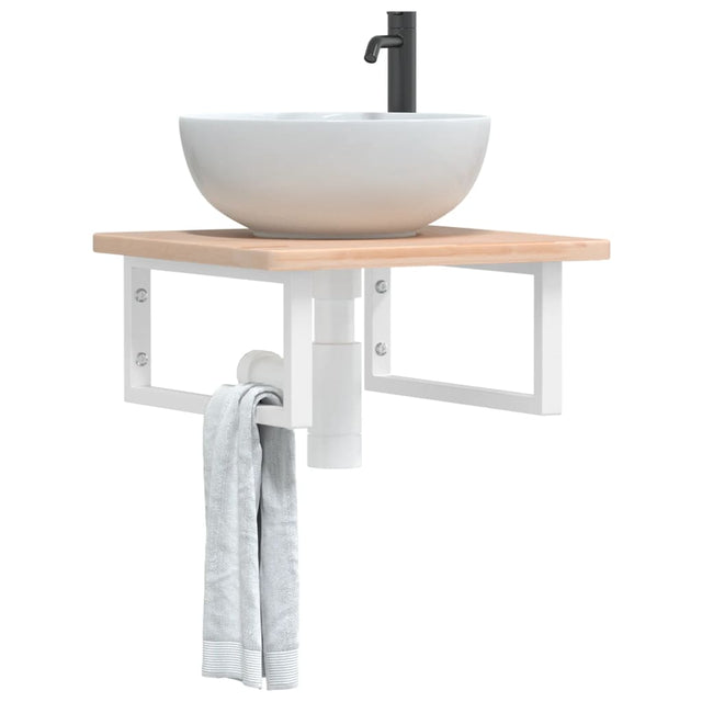 Vidaxl badkamer wandschap staal en massief eikenhout