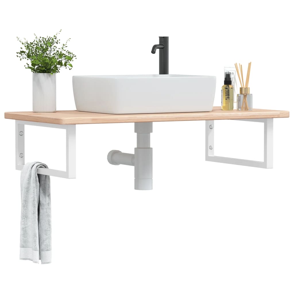 Vidaxl badkamer wandschap staal en massief eikenhout