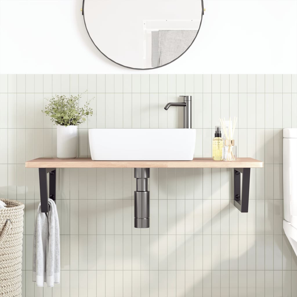 Vidaxl badkamer wandschap staal en massief eikenhout