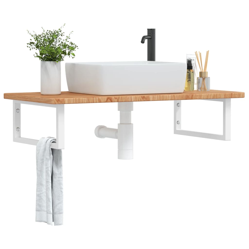 Vidaxl badkamer wandschap staal en massief eikenhout