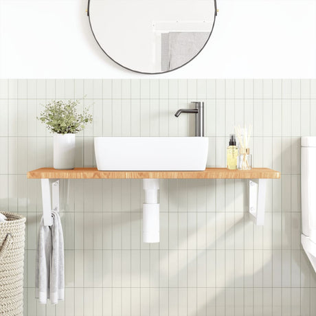 Vidaxl badkamer wandschap staal en massief eikenhout