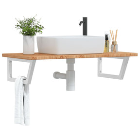 Vidaxl badkamer wandschap staal en massief eikenhout
