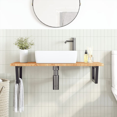 Vidaxl badkamer wandschap staal en massief eikenhout