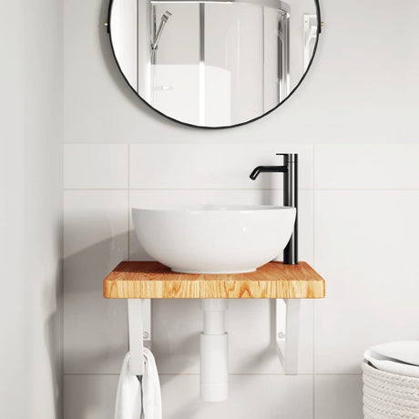 Vidaxl badkamer wandschap staal en massief eikenhout