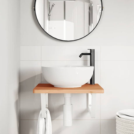Vidaxl badkamer wandschap staal en massief beukenhout