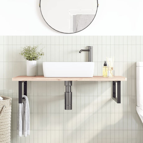 Vidaxl badkamer wandschap staal en massief beukenhout