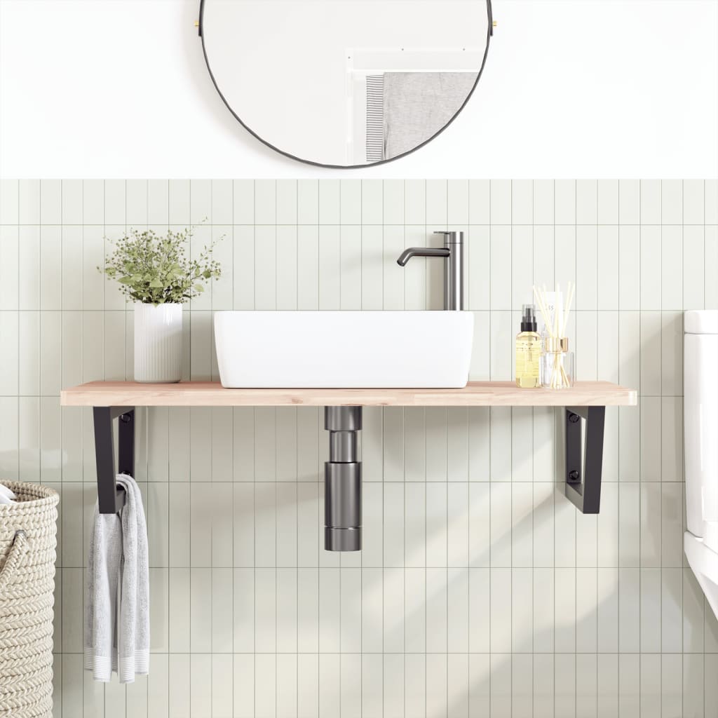 Vidaxl badkamer wandschap staal en massief beukenhout