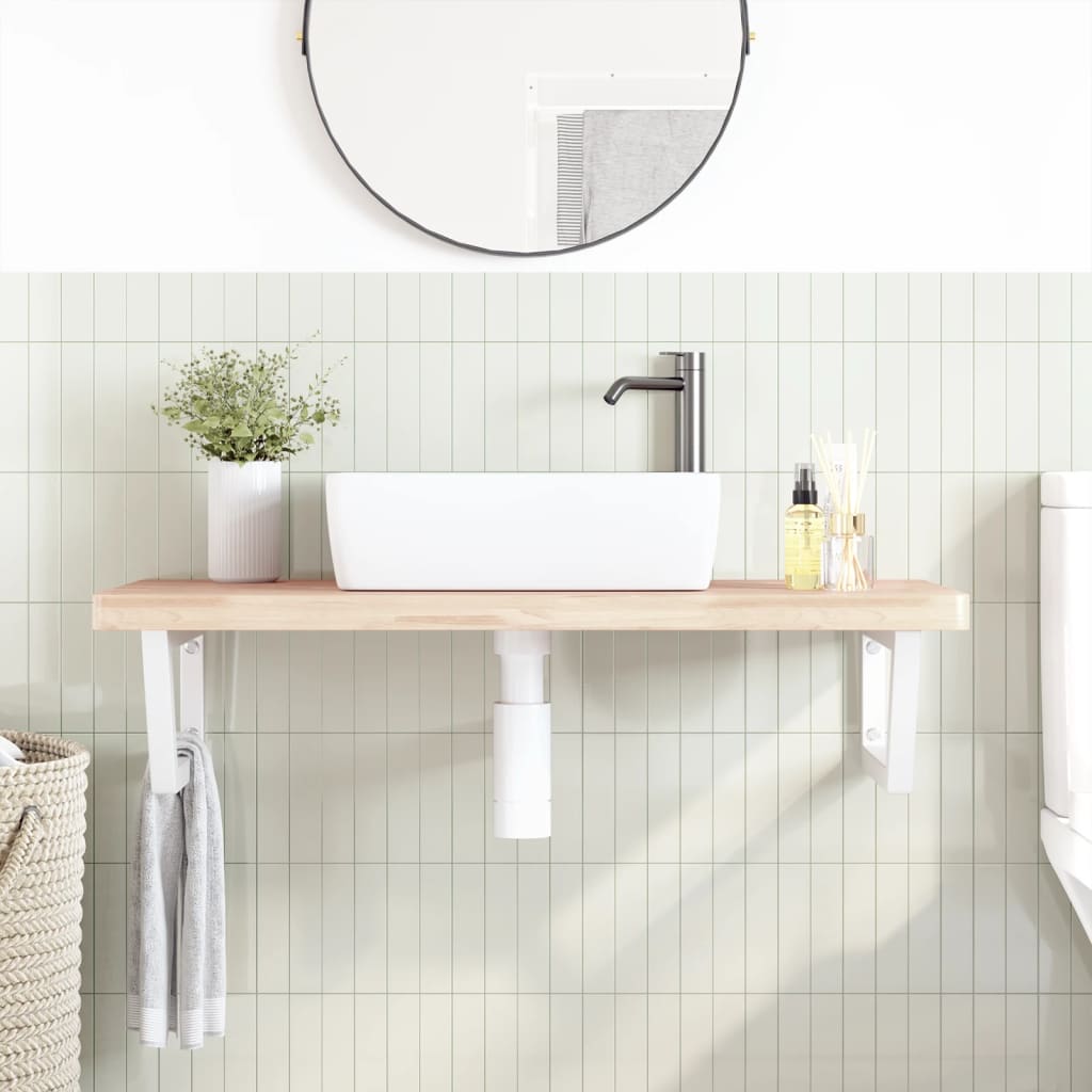 Vidaxl badkamer wandschap staal en massief beukenhout