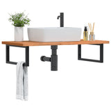 Vidaxl badkamer wandschap staal en massief beukenhout