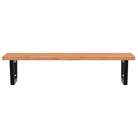 Vidaxl badkamer wandschap staal en massief beukenhout