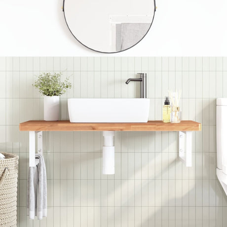 Vidaxl badkamer wandschap staal en massief beukenhout