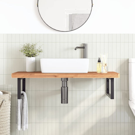 Vidaxl badkamer wandschap staal en massief beukenhout