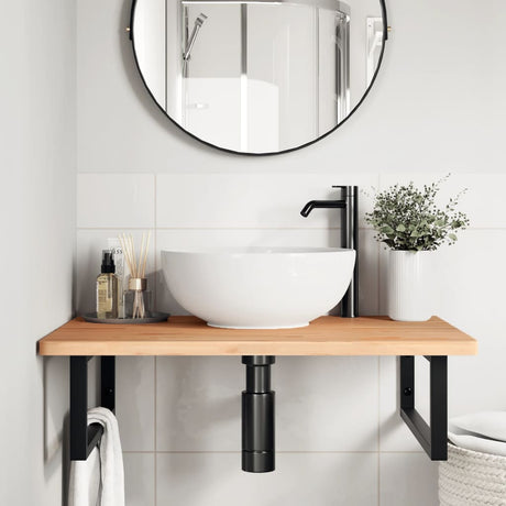 Vidaxl badkamer wandschap staal en massief beukenhout