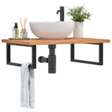 Vidaxl badkamer wandschap staal en massief beukenhout