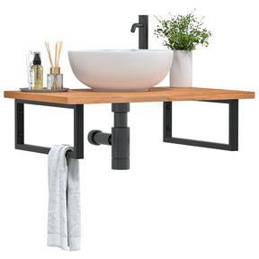 Vidaxl badkamer wandschap staal en massief beukenhout