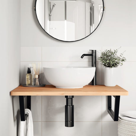Vidaxl badkamer wandschap staal en massief beukenhout