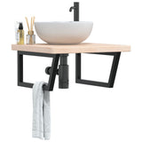 Vidaxl badkamer wandschap staal en massief eikenhout