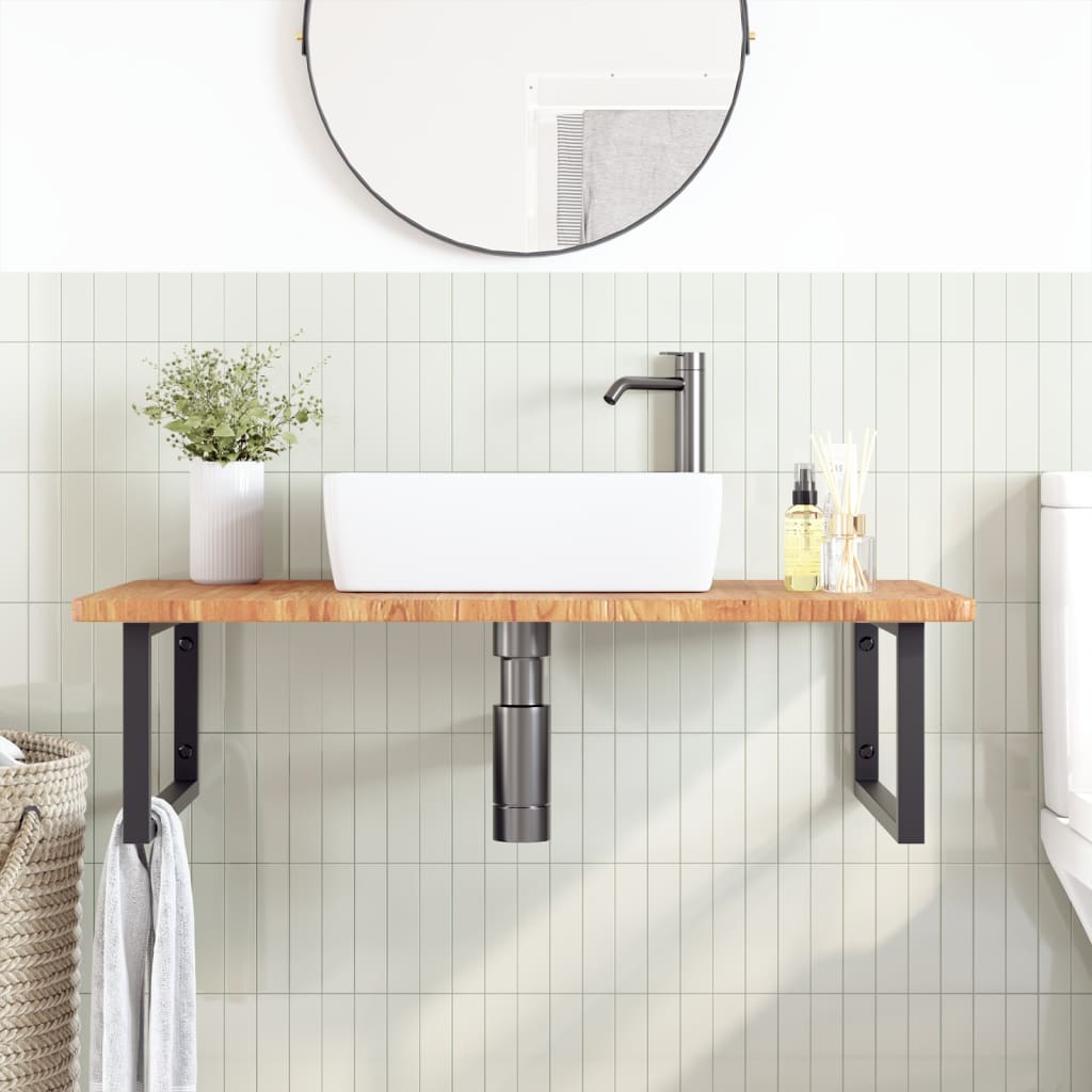 Vidaxl badkamer wandschap staal en massief eikenhout