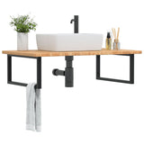 Vidaxl badkamer wandschap staal en massief eikenhout
