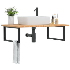 Vidaxl badkamer wandschap staal en massief eikenhout