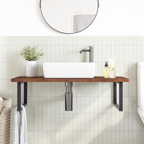 Vidaxl badkamer wandschap staal en massief eikenhout