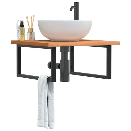 Vidaxl badkamer wandschap staal en massief beukenhout
